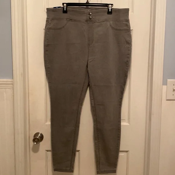 Terra Sky Pants Jumpsuits Terra Sky Grey Pull On Skinny